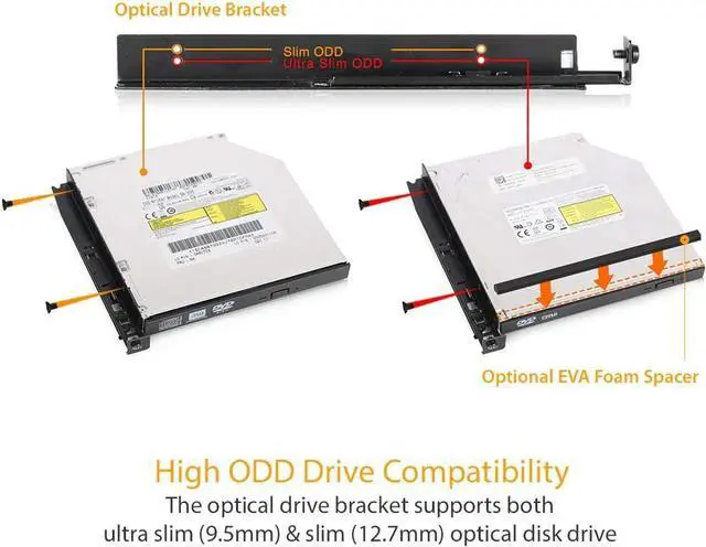 Alt view image 2 of 7 - ICY DOCK 2 Bay 2.5 SAS/SATA SSD/HDD & (Ultra) Slim Optical Disk Drive CD DVD ROM Backplane Enclosure for 5.25" Bay | ToughArmor MB602SPO-B