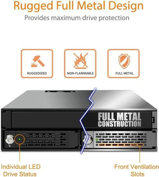 Alt view image 7 of 7 - ICY DOCK Full Metal 2 Bay 2.5" SAS/SATA HDD & SSD Backplane Cage with Slim ODD Tray and Locking Trays for External 5.25" Bay | ToughArmor MB994IKO-3SB