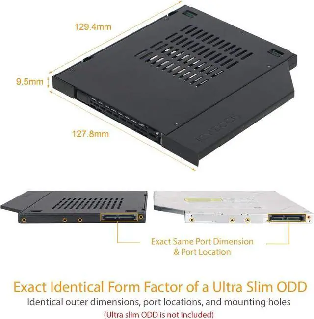 Alt view image 5 of 6 - ICY DOCK 2.5" SSD / HDD Hot-Swap SATA Mobile Rack for 9.5mm Ultra Slim CD/DVD-ROM Optical Bay | ToughArmor MB411SPO-2B