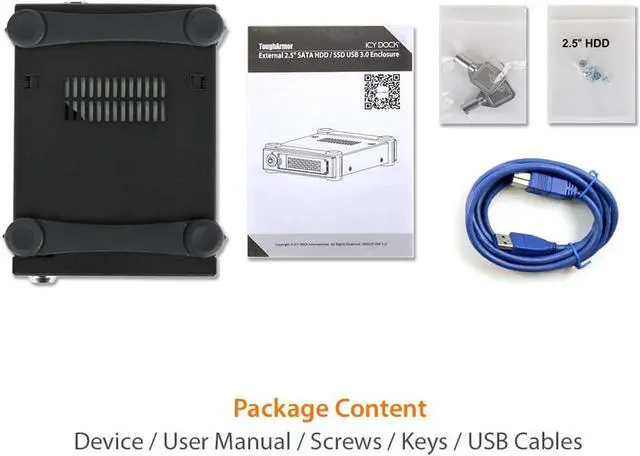 Alt view image 7 of 7 - ICY DOCK 2.5 Rugged Full Metal SATA HDD & SSD USB 3.0 External Enclosure | ToughArmor MB991U3-1SB