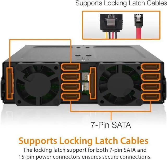 Alt view image 7 of 7 - ICY DOCK 8 Bay 2.5" SAS/SATA HDD/SSD Mobile Rack for 5.25" Bay - ExpressCage MB038SP-B
