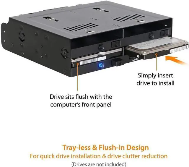 Alt view image 2 of 6 - ICY DOCK 4 Bay 2.5 SATA/SAS SSD/HDD Hot-Swap Tool-Less Docking Enclosure for 5.25" Bay | flexiDOCK MB014SP-B