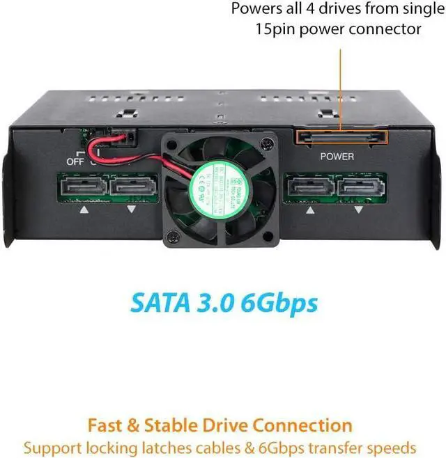 Alt view image 5 of 6 - ICY DOCK 4 Bay 2.5 SATA/SAS SSD/HDD Hot-Swap Tool-Less Docking Enclosure for 5.25" Bay | flexiDOCK MB014SP-B