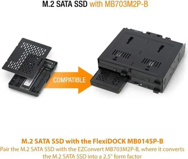 Alt view image 6 of 6 - ICY DOCK 4 Bay 2.5 SATA/SAS SSD/HDD Hot-Swap Tool-Less Docking Enclosure for 5.25" Bay | flexiDOCK MB014SP-B