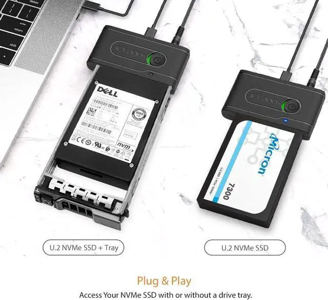 Alt view image 2 of 6 - ICY DOCK USB 3.2 Gen 2 (10Gbps) to U.2 NVMe SSD Thunderbolt 4 Port Compatible Reader Adapter with USB-C+A Cables | EZ-Adapter Ex MB931U-1VB R1