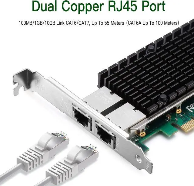 Alt view image 2 of 7 - 10G Network Card with Intel X540 Chip, 10GB PCI-E NIC Compare to Intel X540-T2, Dual RJ45 Port PCI Express X8 Ethernet Adapter Support Windows/Windows Server/Linux/Freebsd/VMware ESXi