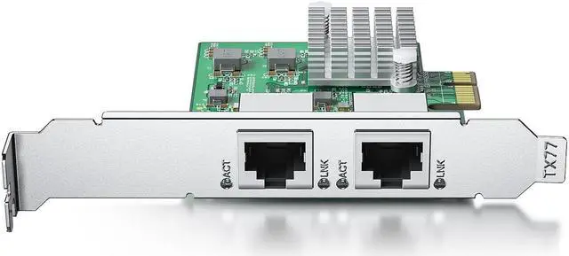 Alt view image 4 of 4 - 2.5GBase-T PCI Express Network Adapter, with Realtek RTL8125BG Controller, Dual RJ-45 Port, PCIe 2.1 x1, Support Windows/Windows Server/Ubuntu/Centos/Debian/Linux/Vmware
