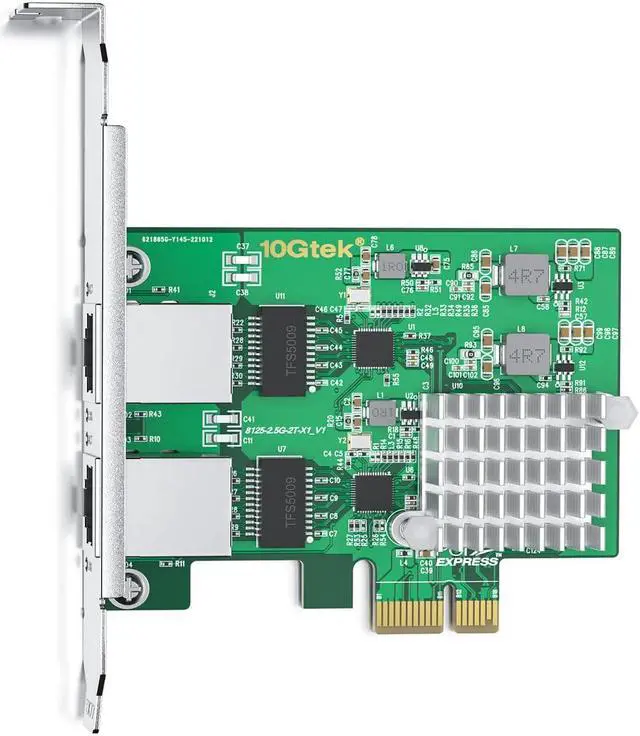 Alt view image 2 of 4 - 2.5GBase-T PCI Express Network Adapter, with Realtek RTL8125BG Controller, Dual RJ-45 Port, PCIe 2.1 x1, Support Windows/Windows Server/Ubuntu/Centos/Debian/Linux/Vmware