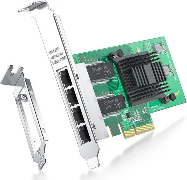 Main image of 4 Port Gigabit NIC for Intel I350-T4 with Low Profile, Gigabit Ethernet Network Adapter Card with Intel I350-AM4 Controller, Support Windows/XP/Linux/VMware ESX/ESXi*, Quad RJ45 Ports, PCI-E 2.1 X4
