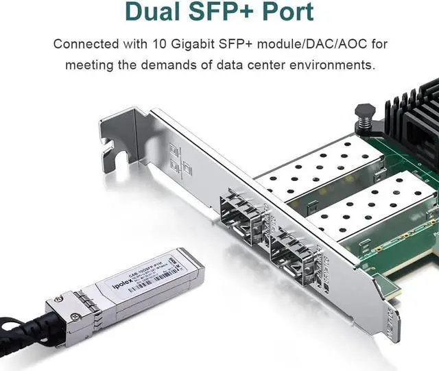 Alt view image 2 of 7 - 10Gb PCI-E Network Card NIC Compatible for Intel X520-DA2(Intel E10G42BTDA), Dual SFP+ Port, with Intel 82599EN Controller, 10G PCI Express LAN Adapter Support Windows Server/Windows, Linux, Vmware