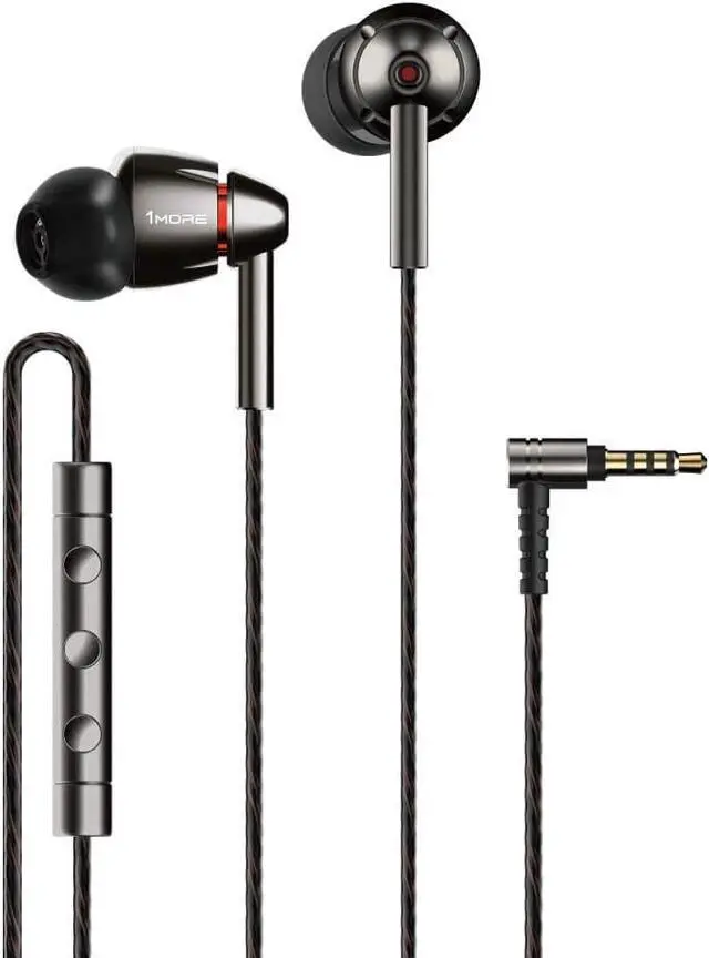 Main image of 1MORE Quad Driver in-Ear Earphones Hi-Res High Fidelity Headphones Warm Bass, Spacious Reproduction, High Resolution, Mic in-Line Remote Smartphones/PC/Tablet - Silver/Gray