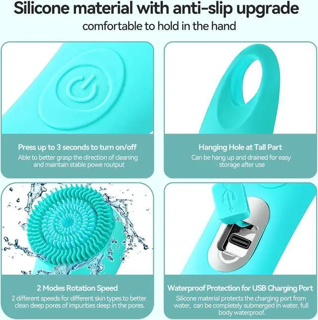 Alt view image 5 of 7 - Electric Body Brush Back Brush, Cordless Bath Brush Shower Scrubber Rechargeable Silicone Body Scrubber with Long Handle for Men Women, Waterproof Bathing Back Brush Massage Exfoliating