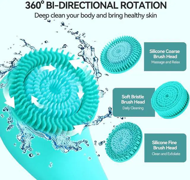 Alt view image 2 of 7 - Electric Body Brush Back Brush, Cordless Bath Brush Shower Scrubber Rechargeable Silicone Body Scrubber with Long Handle for Men Women, Waterproof Bathing Back Brush Massage Exfoliating