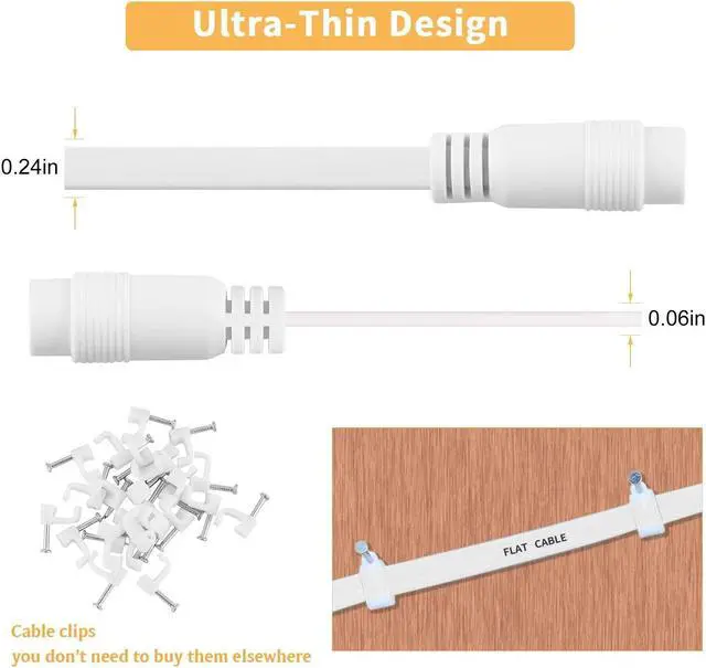 Alt view image 4 of 7 - 2 Pack DC Power Extension Cable, 20ft 2.1mm x 5.5mm Extension Cord Compatible with 12V DC Adapter Cord for Security Camera CCTV IP Camera, LED, Car White