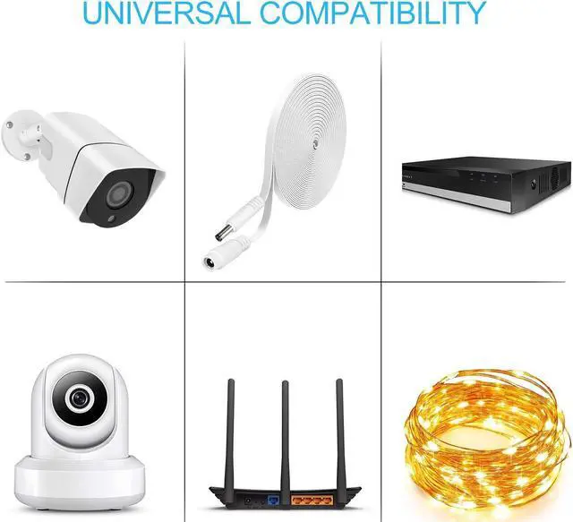 Alt view image 2 of 7 - 2 Pack DC Power Extension Cable, 20ft 2.1mm x 5.5mm Extension Cord Compatible with 12V DC Adapter Cord for Security Camera CCTV IP Camera, LED, Car White