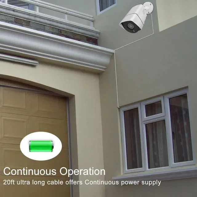 Alt view image 7 of 7 - 2 Pack DC Power Extension Cable, 20ft 2.1mm x 5.5mm Extension Cord Compatible with 12V DC Adapter Cord for Security Camera CCTV IP Camera, LED, Car White