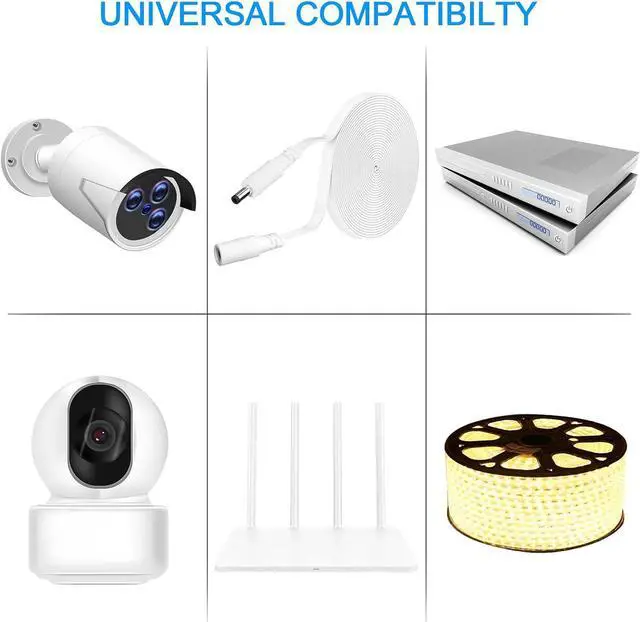 Alt view image 2 of 7 - DC Power Extension Cable 10ft 2.1mm×5.5mm,Universal 12v power extension cable for CCTV Security Camera IP Wifi Camera Standalone DVR (10ft,Flat body, White)