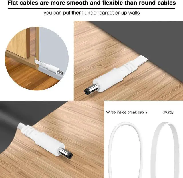 Alt view image 4 of 7 - DC Power Extension Cable 10ft 2.1mm×5.5mm,Universal 12v power extension cable for CCTV Security Camera IP Wifi Camera Standalone DVR (10ft,Flat body, White)