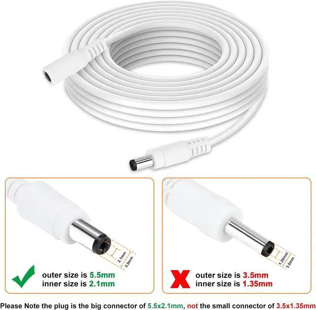 Alt view image 2 of 7 - Power Extension Cable 16.5ft 2.1mm x 5.5mm Compatible with 12V DC Adapter Cord for CCTV Security Camera IP Camera Standalone DVR(16.5ft DC5.5mm Plug )