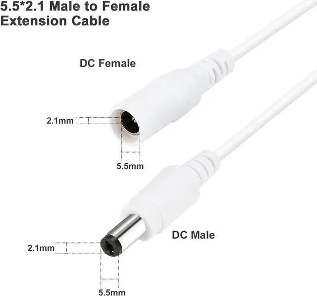 Alt view image 3 of 7 - DC Power Extension Cable 33ft 2.1mm x 5.5mm Compatible with 12v Power Adapter Extension Cable for CCTV Security Camera IP Wifi Camera Standalone DVR (33ft,5.5mm Plug)