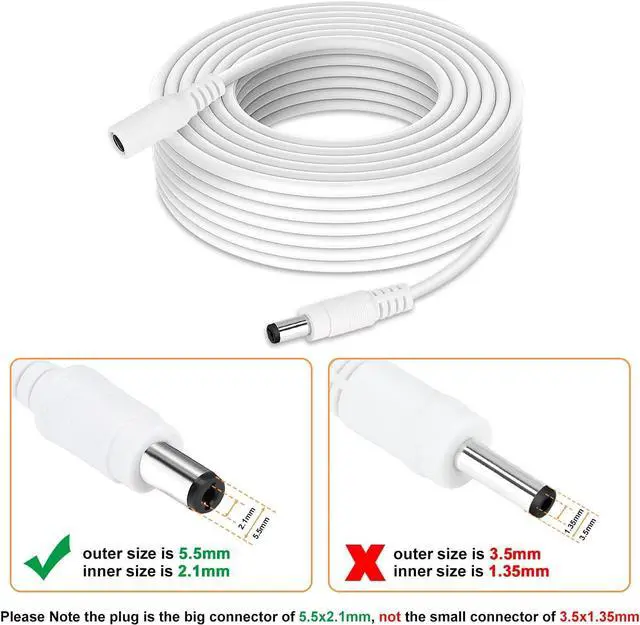 Alt view image 2 of 7 - DC Power Extension Cable 33ft 2.1mm x 5.5mm Compatible with 12v Power Adapter Extension Cable for CCTV Security Camera IP Wifi Camera Standalone DVR (33ft,5.5mm Plug)