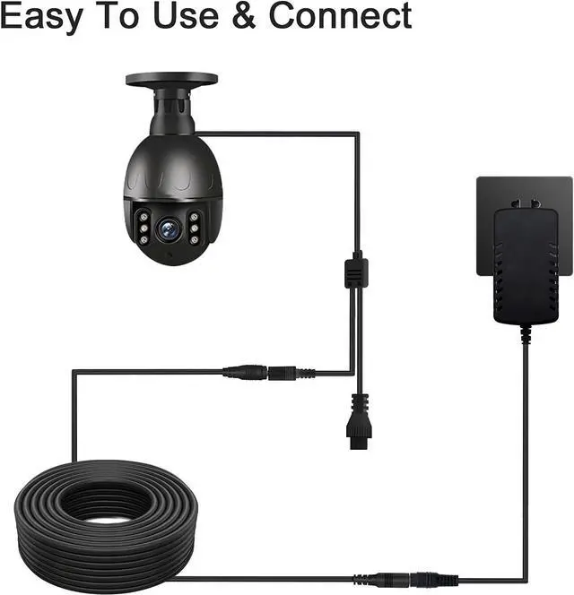 Alt view image 5 of 7 - DC Power Extension Cable 33ft 2.1mm x 5.5mm Compatible with 12v Power Adapter Extension Cable for CCTV Security Camera IP Wifi Camera Standalone DVR (33ft,5.5mm Plug) Black