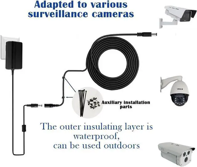 Alt view image 5 of 6 - 4PCS 33FT(10m) 12V DC Power Extension Cable with Power Jack Adapter Connectors(2 x Male + 2 x Female) 5.5mm x 2.1mm DC Power Adapter Extension Cord and Cable Wire Ends Plug HE030-4
