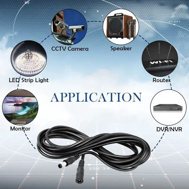 Alt view image 6 of 6 - 4PCS 33FT(10m) 12V DC Power Extension Cable with Power Jack Adapter Connectors(2 x Male + 2 x Female) 5.5mm x 2.1mm DC Power Adapter Extension Cord and Cable Wire Ends Plug HE030-4