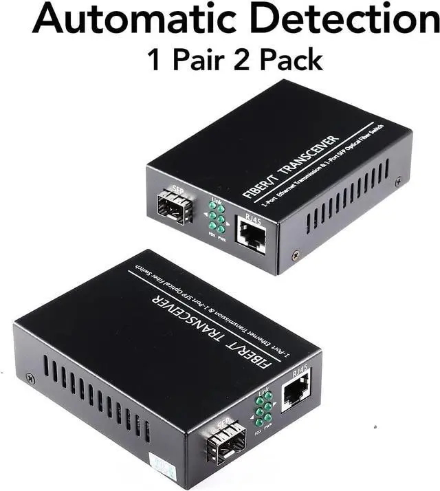 Alt view image 5 of 6 - Open SFP Slot A Pair of 1.25G/s Gigabit Fiber Ethernet Media Converter 10/100/1000Base-Tx to 1000Base-SX SMF RJ45 to SFP Slot, Support SFP Gigabit modules up to 120KM(2 Pack)