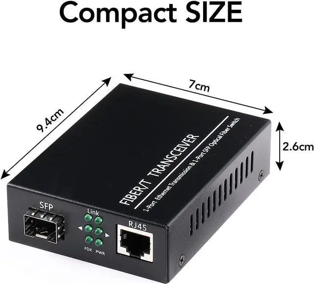 Alt view image 3 of 6 - Open SFP Slot A Pair of 1.25G/s Gigabit Fiber Ethernet Media Converter 10/100/1000Base-Tx to 1000Base-SX SMF RJ45 to SFP Slot, Support SFP Gigabit modules up to 120KM(2 Pack)
