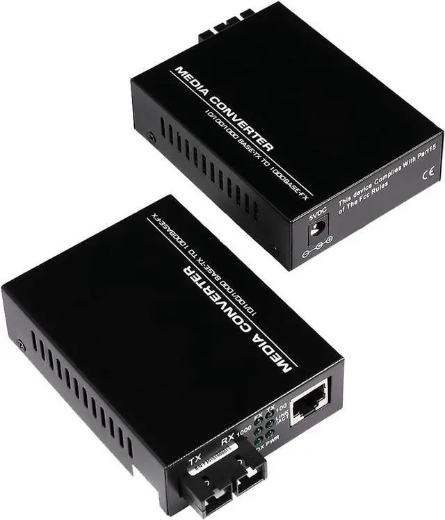 Main image of (A Pair of Bidi) Single Mode Dual SC Fiber Gigabit Fast Ethernet Media Converter, Mini 1x 10/100/1000Base-T RJ45 to 1000Base-SC Slot Converter Transceiver, up to 30km 1310-nm, AC 100V~240V