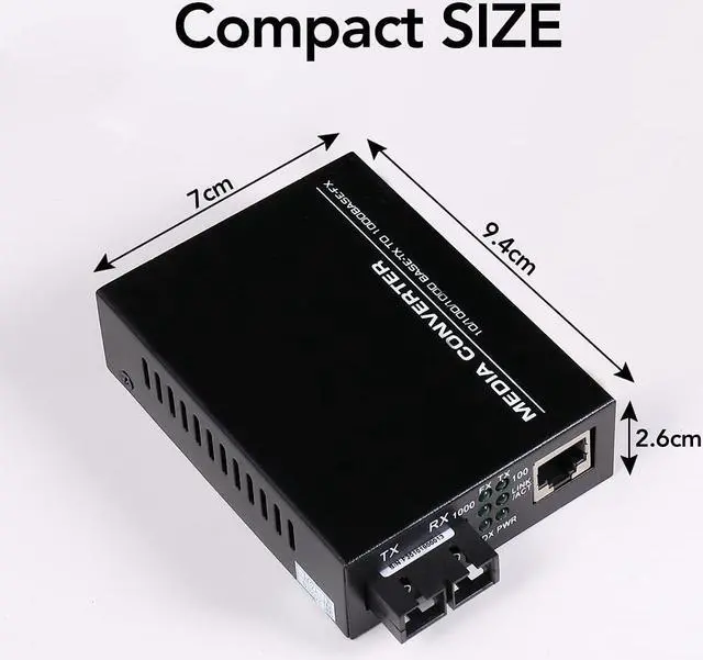 Alt view image 5 of 7 - (A Pair of Bidi) Single Mode Dual SC Fiber Gigabit Fast Ethernet Media Converter, Mini 1x 10/100/1000Base-T RJ45 to 1000Base-SC Slot Converter Transceiver, up to 30km 1310-nm, AC 100V~240V