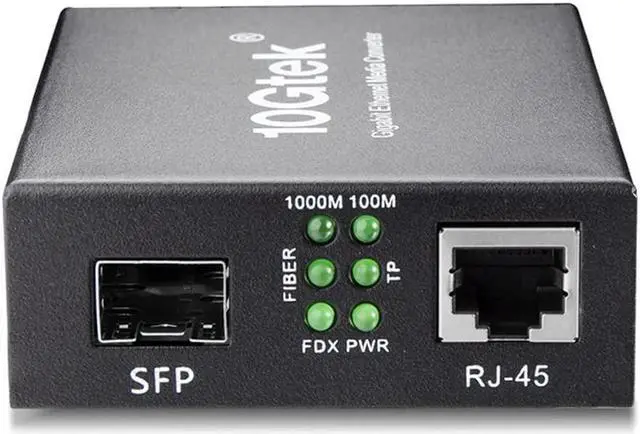 Main image of Fiber to Ethernet Media Converter, Gigabit SFP to RJ45 Fiber Converter,Support Multimode and Single Mode SFP Modules, 10/100/1000M RJ45, Auto-Negotiation