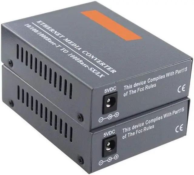 Alt view image 3 of 3 - 1 Pair Gigabit Fiber Media Converter Single Mode to RJ45 Fiber Media Converter SC 10/100/1000Mbps with Power Supply
