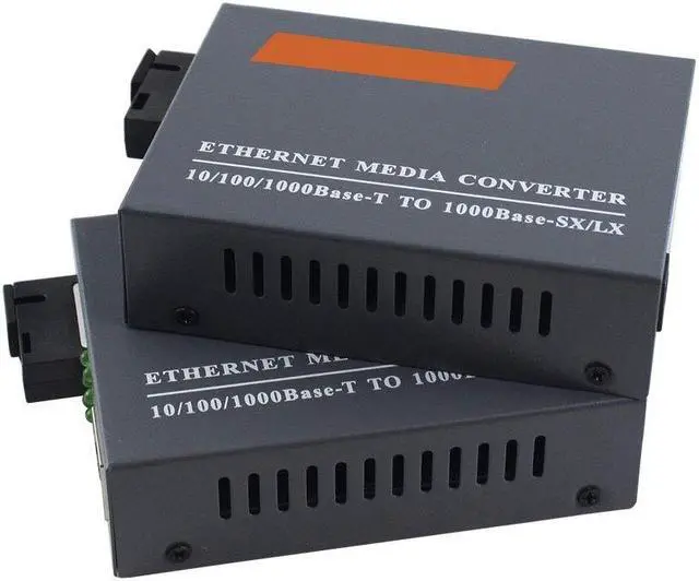 Alt view image 2 of 3 - 1 Pair Gigabit Fiber Media Converter Single Mode to RJ45 Fiber Media Converter SC 10/100/1000Mbps with Power Supply