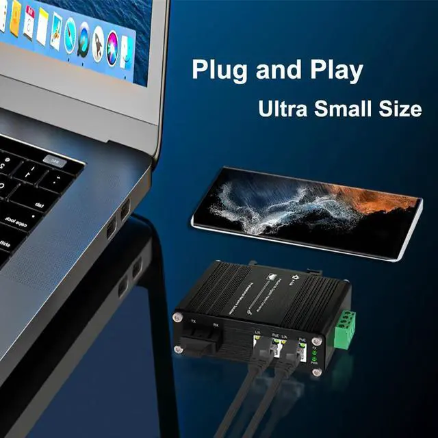 Alt view image 7 of 7 - Industrial 2 Port Gigabit Multi-Mode Fiber Media Converter Power Over Ethernet Hardened 2 10/100/1000Base-TX PoE Optical Transceiver 802.3af/at 100/1000M SC Transmission Max 550m