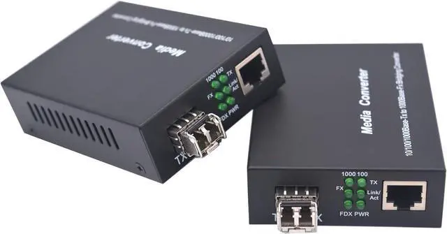 Alt view image 2 of 5 - Multi-Mode LC Gigabit Fiber Media Converters - Include 2 LC SFP Transceiver 550M, Wavelength 850nm, LC to UTP Cat5e 10/100/1000 RJ-45 Gigabit Ethernet Speed, 2 Pack