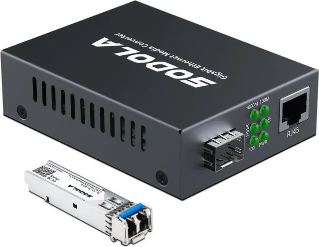 Main image of Gigabit Ethernet Media Converter, SingleMode Dual LC Fiber to Ethernet RJ45 Converter for 10/100/1000Base-Tx to 1000Base-LX(with a SFP SMF 1310-nm Module), up to 20-km