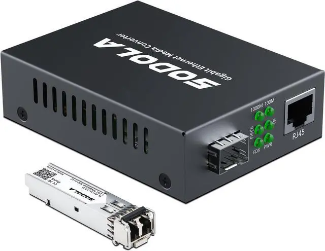 Main image of Gigabit Ethernet Media Converter, Multi Mode Dual LC Fiber to Ethernet RJ45 Converter for 10/100/1000Base-Tx to 1000Base-SX(with a SFP MMF 850-nm Module), up to 550-m