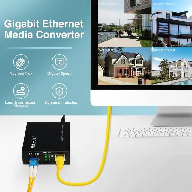 Alt view image 2 of 7 - Gigabit SFP to RJ45 Converter, Fiber to Ethernet Media Converter, 10/100/1000Mbps RJ45 Port, 1000Base-SX/LX SFP Slot, Support MiniGBIC Module