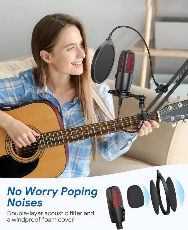 Alt view image 7 of 7 - USB Microphone, Condenser Microphone Kit for Computer, Podcast Mic Set, PC Condenser Mic with Boom Arm for Gaming,Streaming,YouTube,Recording,Chatting