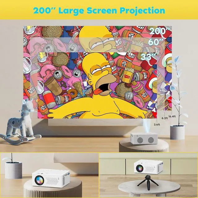 Alt view image 7 of 7 - Mini Bluetooth Projector, Full HD 1080P Supported Portable Outdoor Movie Projector for iOS, Android, Windows, Compatible with TV Stick/HDMI/Smartphone/PS4/USB [Remote Included]