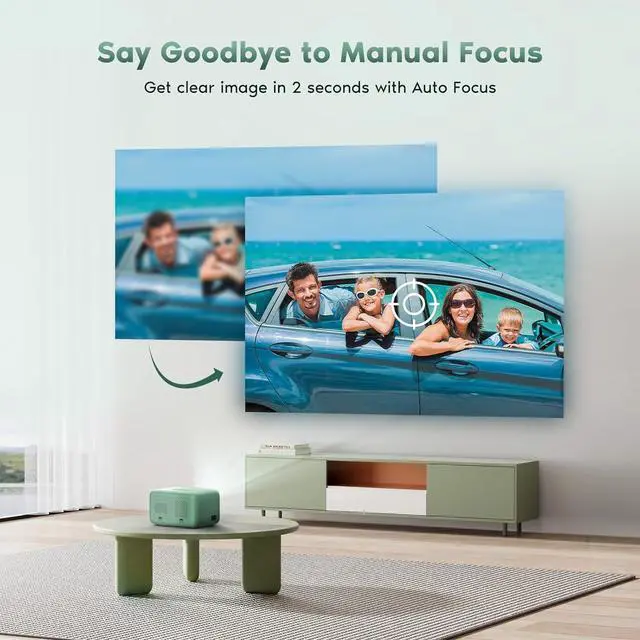Alt view image 2 of 7 - Auto Focus4K Projector with WiFi and Bluetooth,  Smart Portable Projector with 400 ANSI, Movie Projector for Phone/TV Stick/HDMI/USB/Laptop/DVD/PS5, Mini Projector for Bedroom or Outdoor