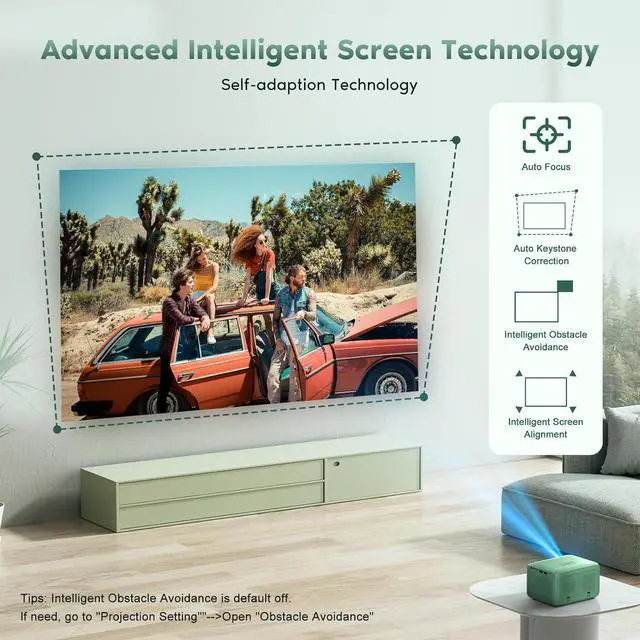 Alt view image 4 of 7 - Auto Focus4K Projector with WiFi and Bluetooth,  Smart Portable Projector with 400 ANSI, Movie Projector for Phone/TV Stick/HDMI/USB/Laptop/DVD/PS5, Mini Projector for Bedroom or Outdoor