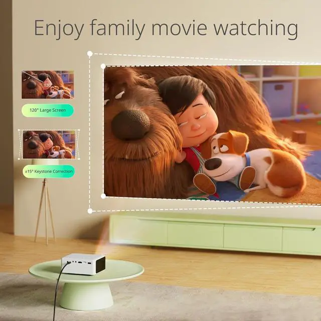 Alt view image 3 of 7 - Mini Projector, Portable Phone small projector 1080P Full HD Supported for iOS/Android/Laptop, Video Projector Y3 Compatible with Fire Stick, HDMI, USB, PS5, Xbox