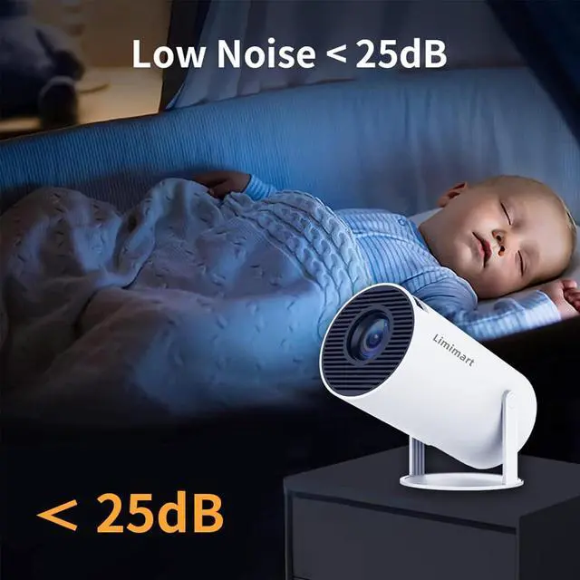 Alt view image 7 of 7 - 40''-130'' Smart Mini Projector 4K 5G WIFI, Big Screen Experience with Premium 360 Sound, 5.0 Bluetooth Movie Projector Compatible With Android/iOS/Windows/TV Stick/HDMI/USB/Audio 3.5 white