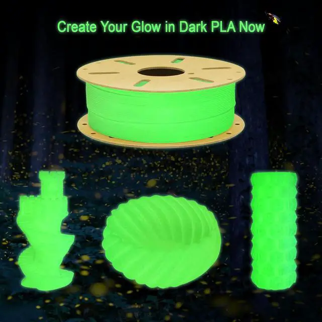 Alt view image 4 of 5 - Glow in Dark Green PLA 3D Filament, Widely Support for 3D Printers, 1.75mm 1KG 2.2LBS 3D Printing Material with Upgrade Strong Fluorescent Effect, Popular Glowing in Dark Luminous Green PLA