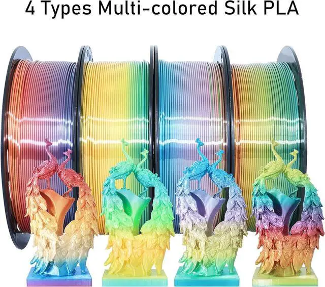 Alt view image 6 of 6 - Green Yellow Multi Color Rainbow Silk Shiny PLA Filament, 1.75mm Fast Color Change 3D Printing Material, 1Kg 2.2lbs Silk Multi Colored PLA with One Extra Printer Tool