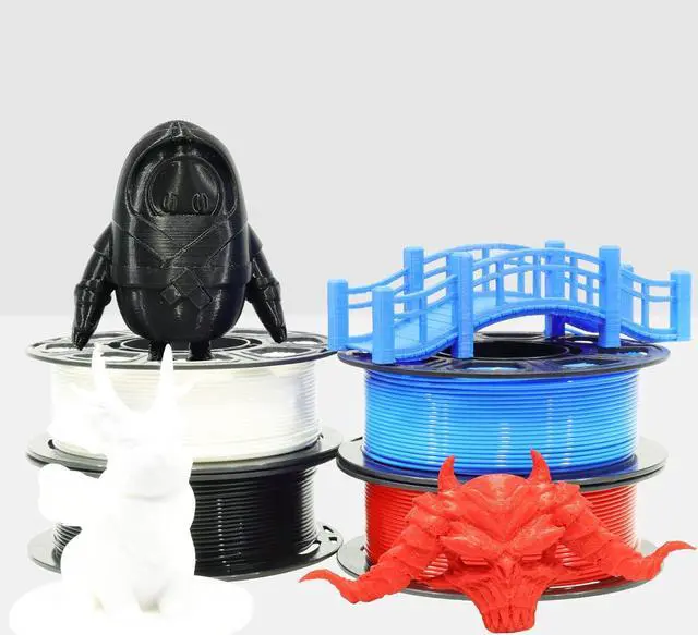 Alt view image 2 of 7 - 1.75mm Normal PLA 4 Most Basic Colors Bundle Pack: Black Red White Blue, Each Spool 250g, 4 Spools Packed, Total 1Kg 3D Printing Filament Material with One Extra 3D Print Tool