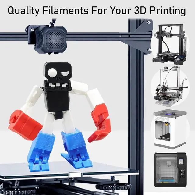 Alt view image 3 of 7 - 1.75mm Normal PLA 4 Most Basic Colors Bundle Pack: Black Red White Blue, Each Spool 250g, 4 Spools Packed, Total 1Kg 3D Printing Filament Material with One Extra 3D Print Tool